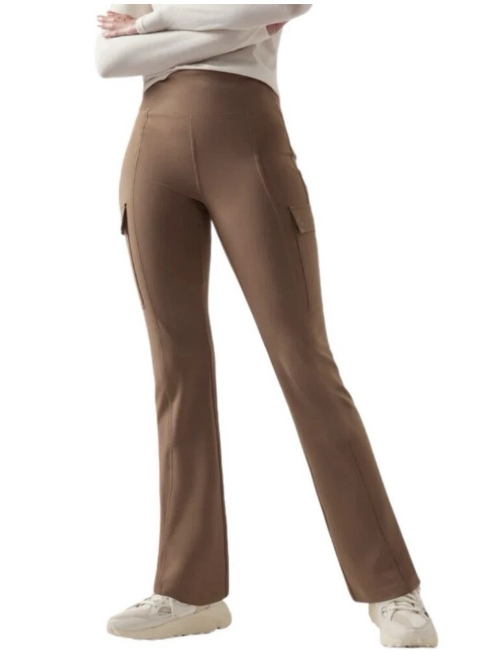 Athleta Delancey Straight Cargo Pants Beige Brown Size medium tall